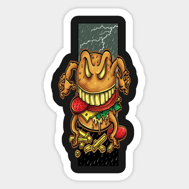 The Curse of the Burger / Foodietoon / Rain NYC Sticker by ProjectX23